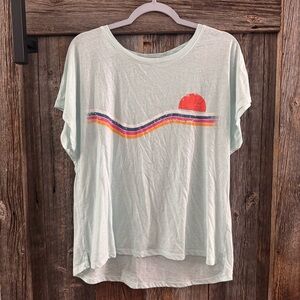 C&C California Light Blue Sunset Graphic Tee Size L Lightweight Beachy